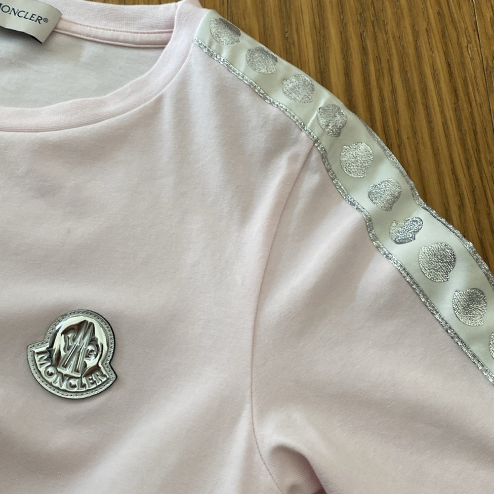 Moncler Girls' Solid Long Sleeve Pink Cotton Dress Size 12 - Picture 8 of 8